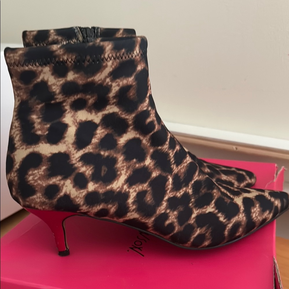 Betsey Johnson Leopard Print Ankle Boots
